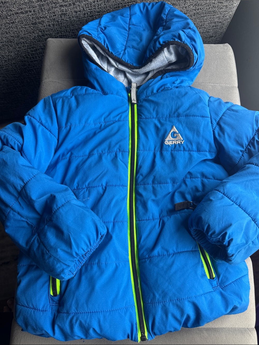 Gerry 4T Bright Blue Puffer Jacket with Neon Trim